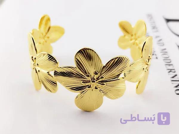 دستبند بنگل زنانه طلایی — تصویر 1