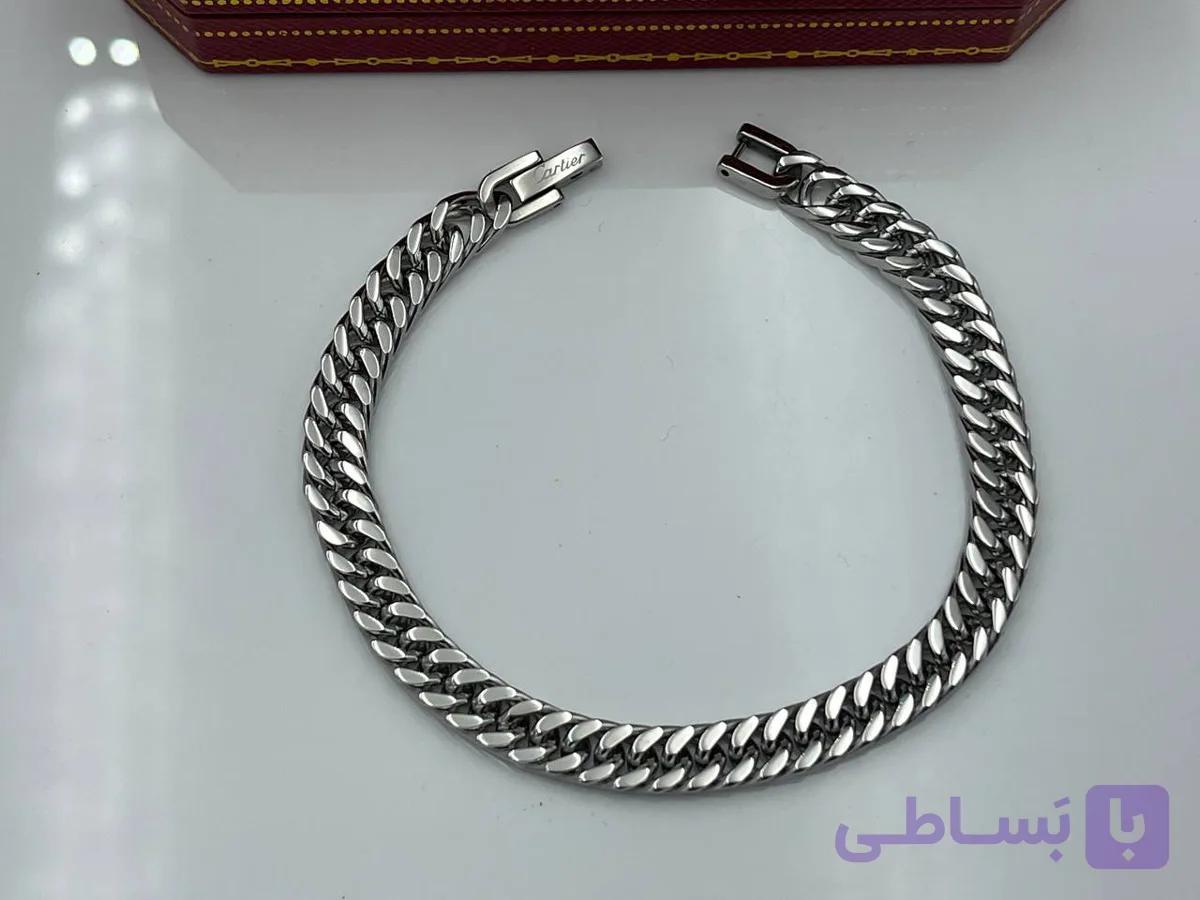 دستبند کارتیر نقره ای 8 میل قفل کتابی — تصویر 1