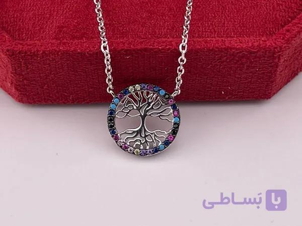 گردنبند درخت زندگی دور نگین — تصویر 1