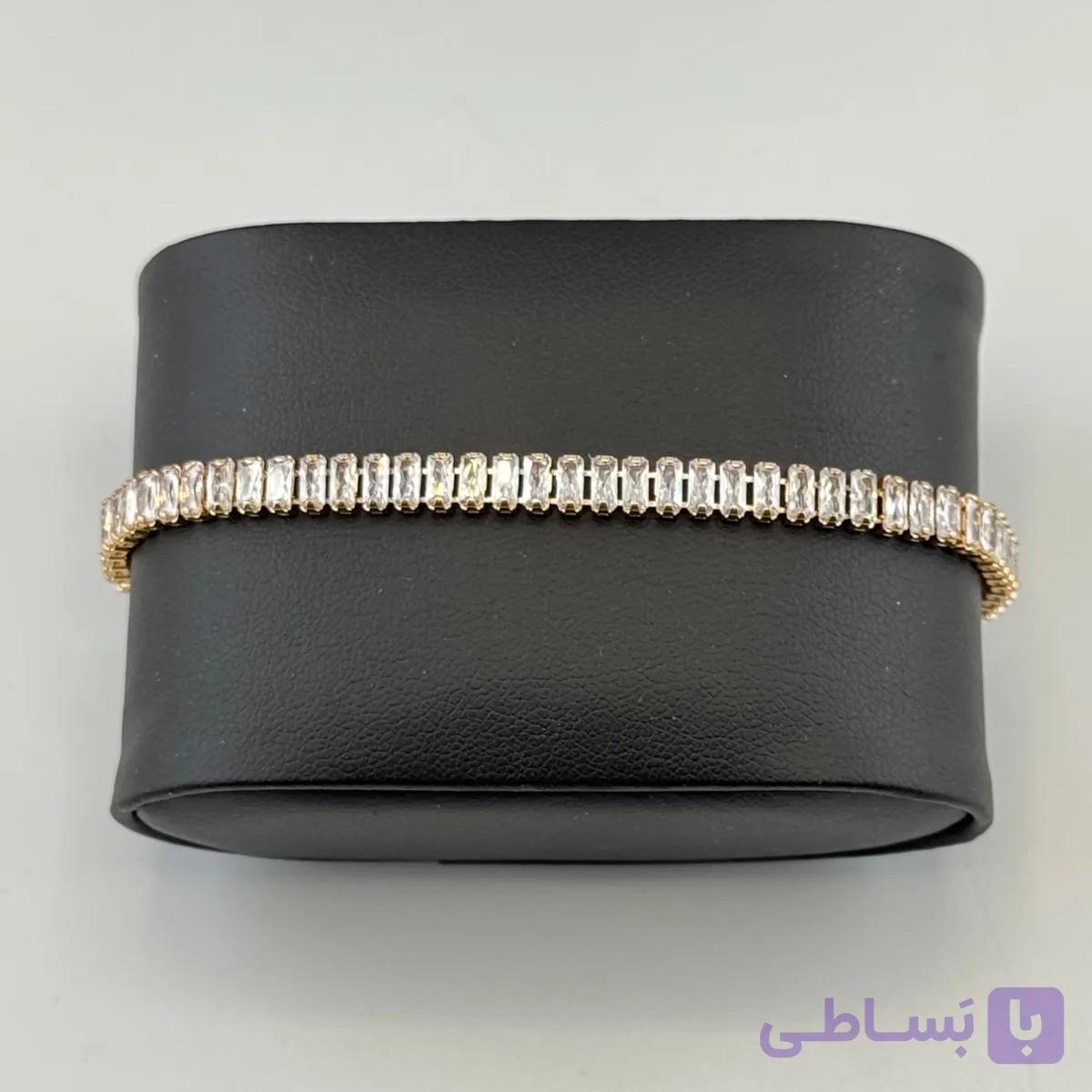 دستبند تنیسی ژوپینگ طلایی طرح جواهر — تصویر 1