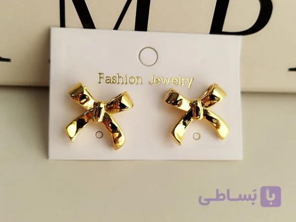گوشواره پاپیون مینیمال میخی کد 10390 — تصویر 1