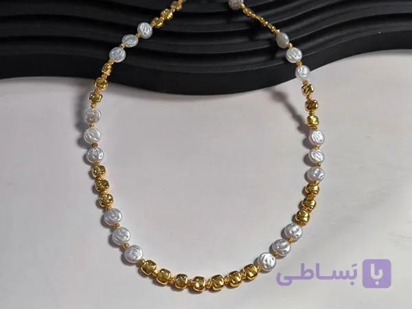 گردنبند طرح طلا و مروارید — تصویر 1