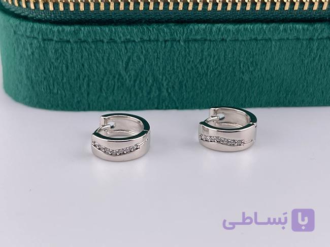 گوشواره حلقه ای نگین کاری شده ژوپینگ — تصویر 1