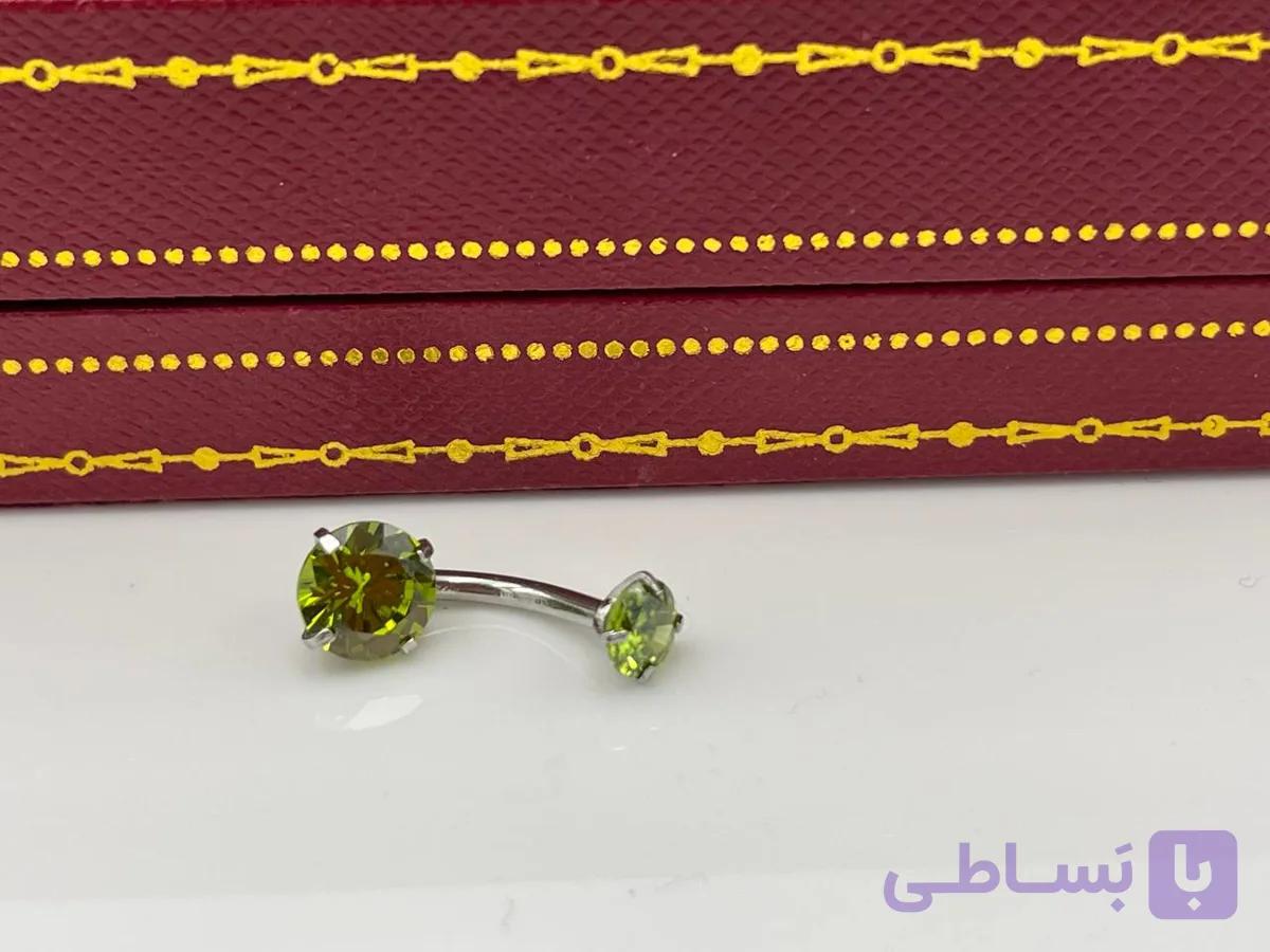 پیرسینگ ناف دو سرنگین سبز