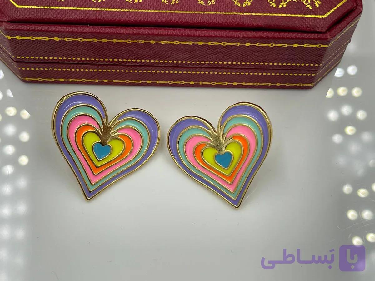 گوشواره طرح قلب پاستیلی — تصویر 1
