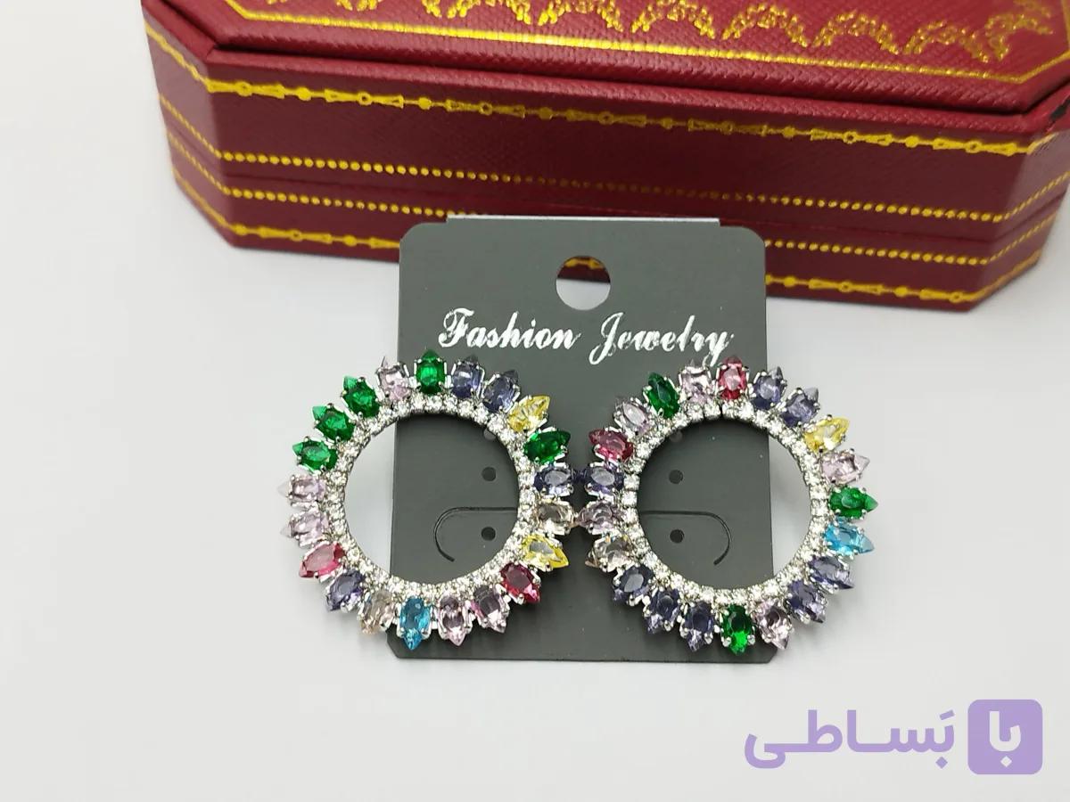 گوشواره گرد رنگین کمانی gh44 — تصویر 1