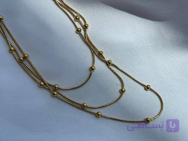 گردنبند سه لاین گوی صیقلی — تصویر 1