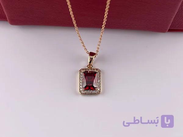 گردنبند ژوپینگ کریستال قرمز دور نگین — تصویر 1