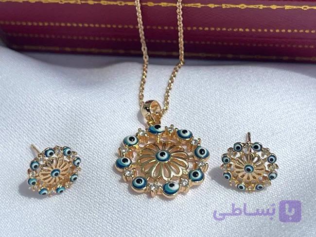نیم ست نگین کاری شده چشم نظر شیک — تصویر 1