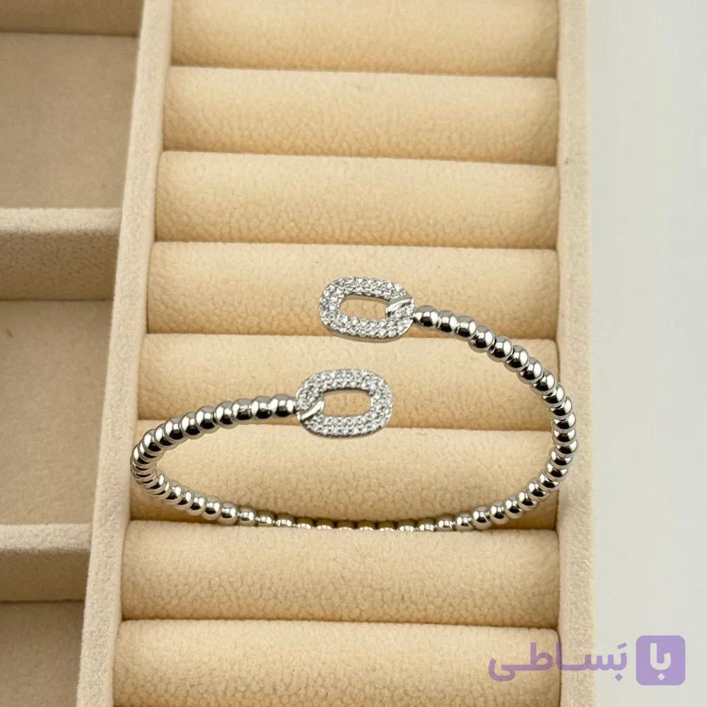 دستبند زنانه نقره‌ای طرح گوی‌دار — تصویر 1