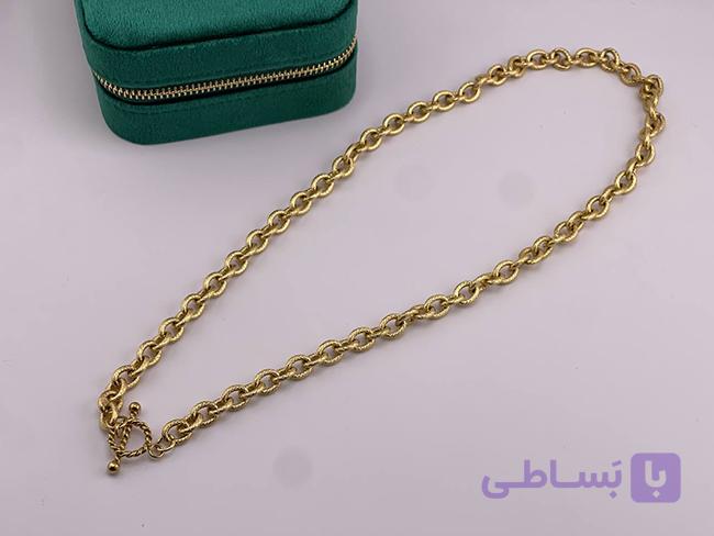گردنبند طلایی با قفل تی شکل — تصویر 1