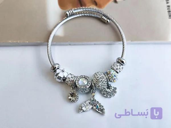 دستبند دم وال نقره ای پاندورا کد 10661 — تصویر 1