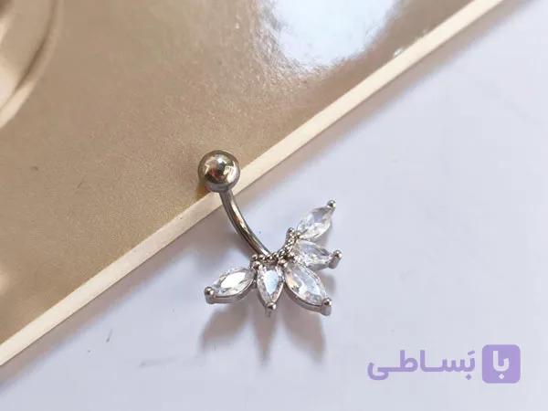 پیرسینگ ناف گل نگینی استیل کد 10904 — تصویر 1