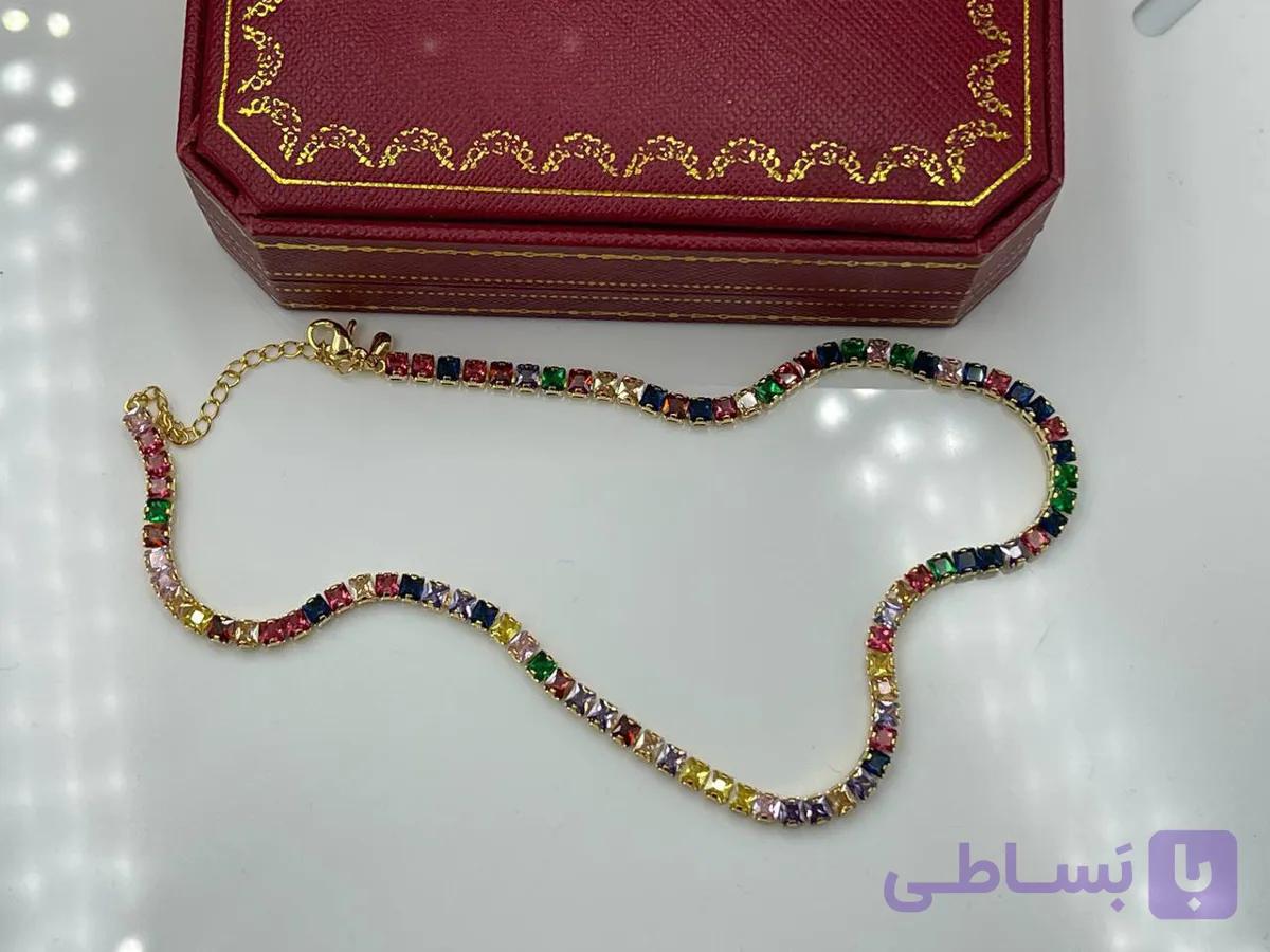 گردنبند مولتی کالر نگین رنگی