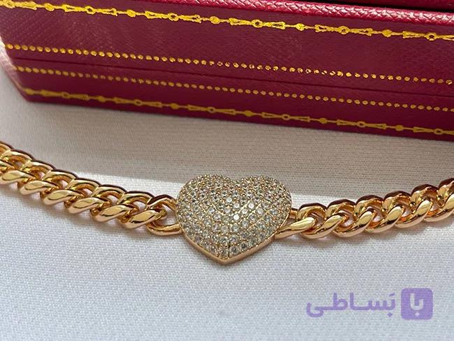 دستبند قلبی نگین کاری شده — تصویر 1