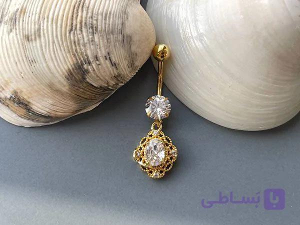 پیرسینگ طلایی نگین دار — تصویر 1
