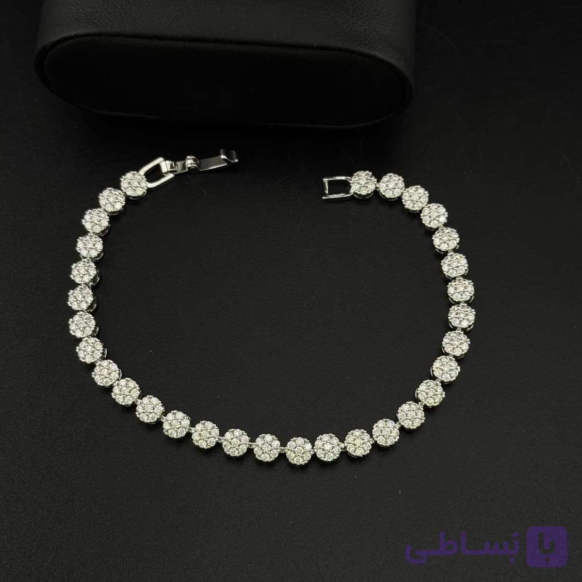 دستبند تنیسی گل‌ خوشه‌ای لوکس — تصویر 1