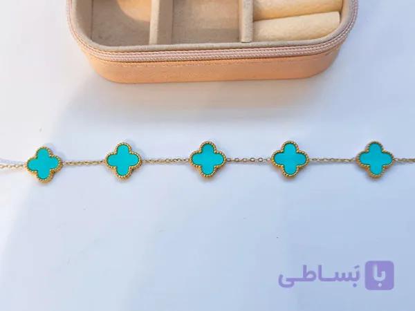 دستبند ونکلیف فیروزه ای زنانه خاص — تصویر 1