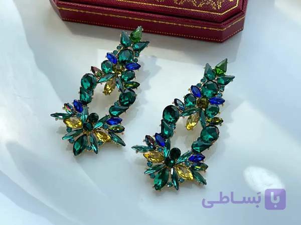 گوشواره سبز بلند 7cm — تصویر 1