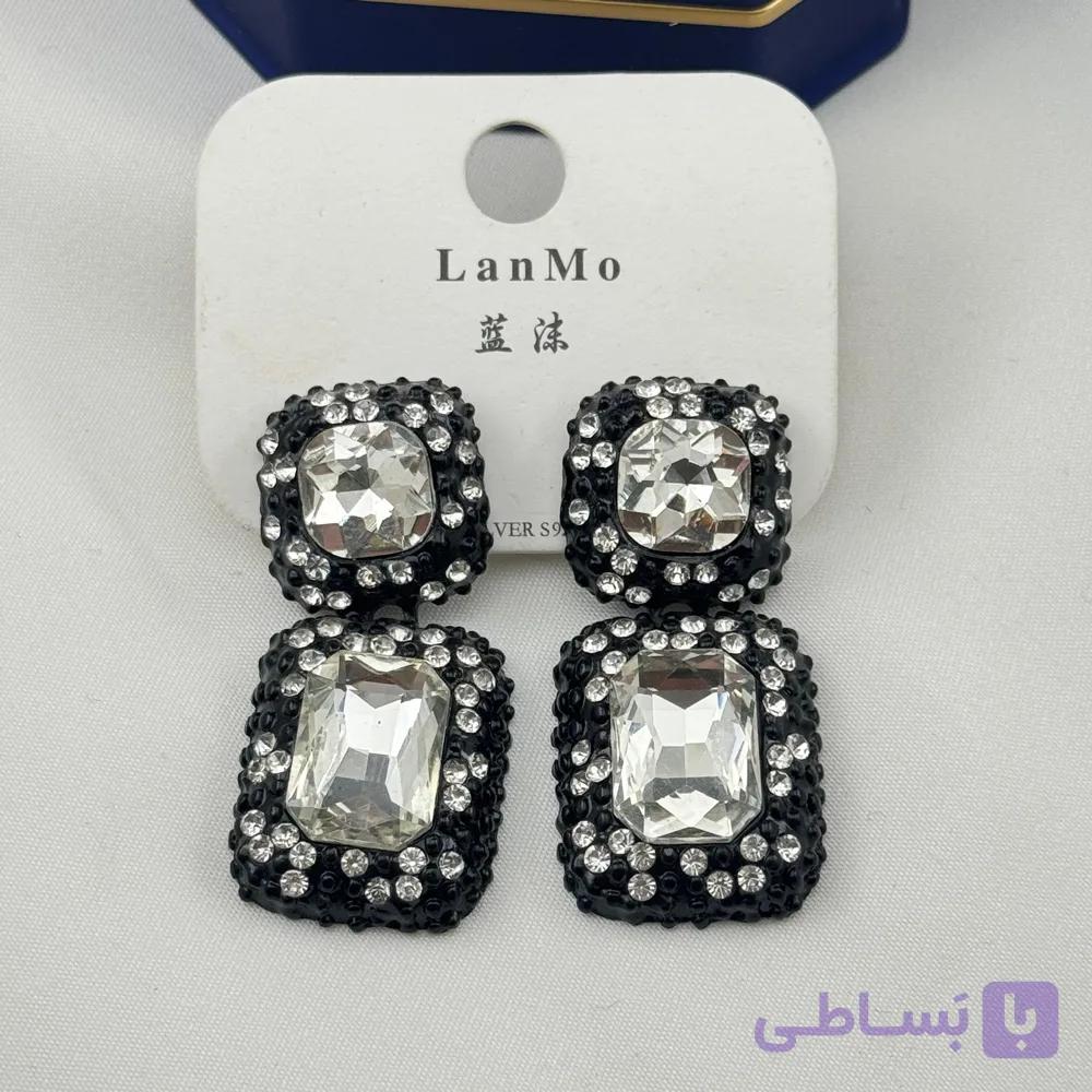 گوشواره مجلسی مشکی نقره‌ای — تصویر 1
