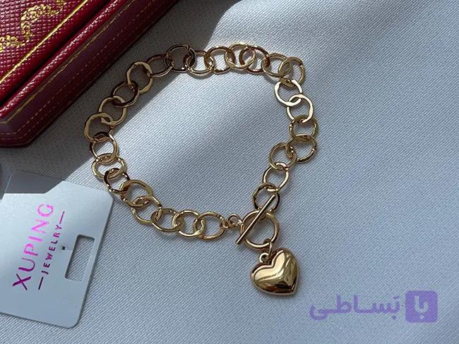 دستبند قلب صیقلی قفل تی شکل — تصویر 1