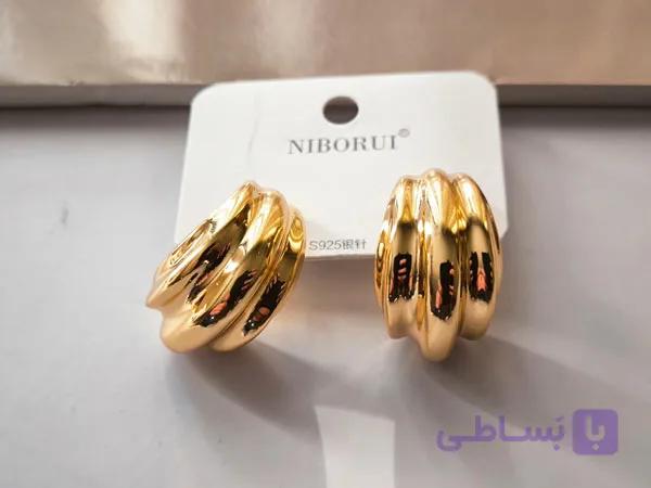 گوشواره مینیمال کیوت طلایی کد 10561 — تصویر 1