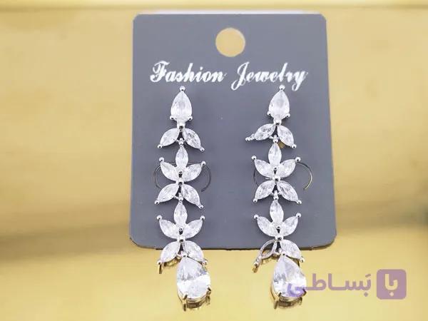 گوشواره مجلسی بلند طرح گل