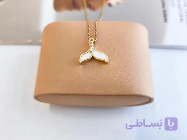 گردنبند دم وال سفید طلایی دخترانه کد 11002 — تصویر 1