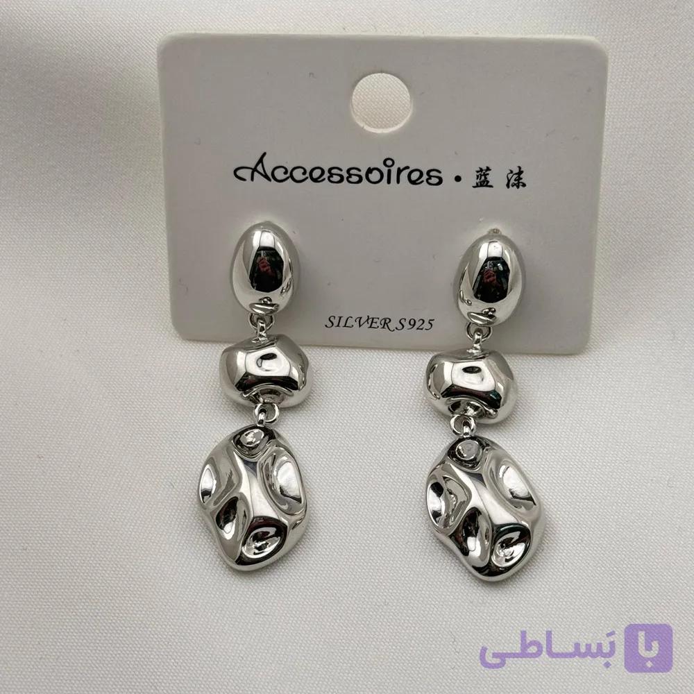 گوشواره نقره ای قطره ای مدرن — تصویر 1