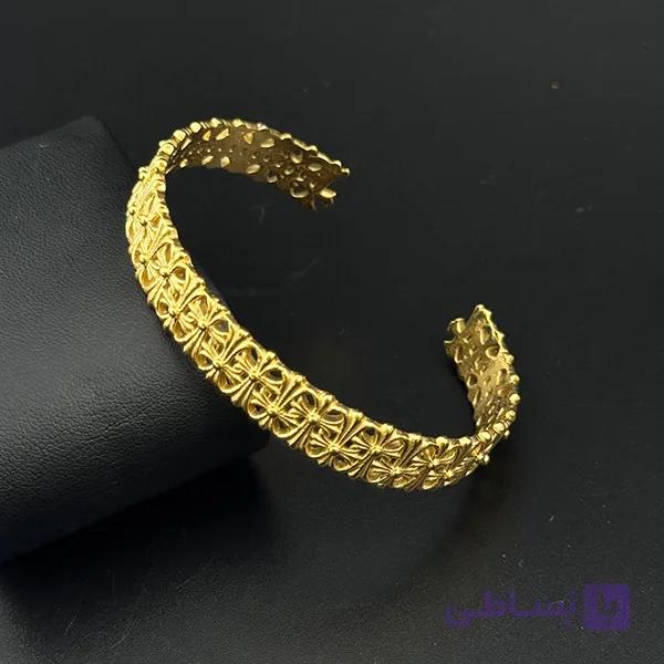 دستبند مردانه زنجیری طلایی گل‌دار