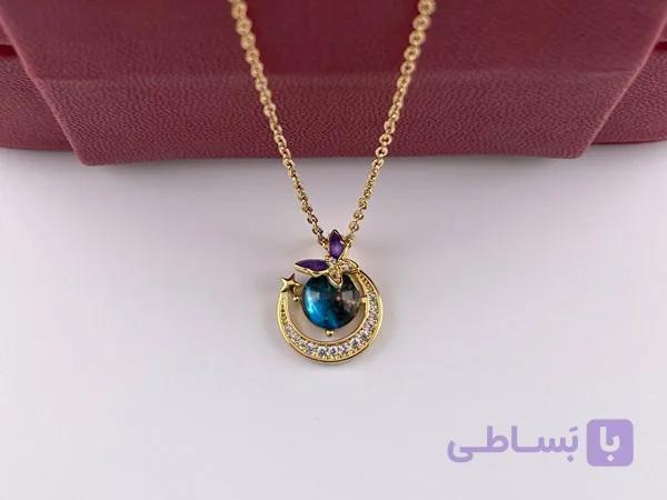 گردنبند زنانه سیاره زحل دورنگین — تصویر 1