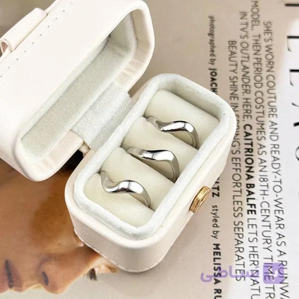 انگشتر نقره‌ای ژوپینگ طرح منحنی موج — تصویر 1