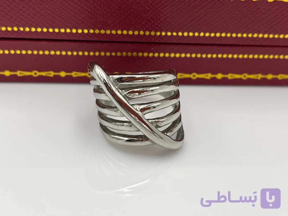 انگشتر پرتفینو نقره ای ساده — تصویر 1