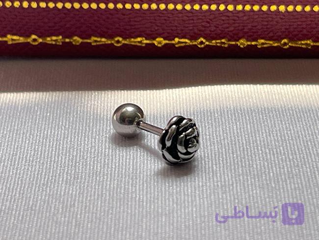 پیرسینگ گوش طرح گل استیل