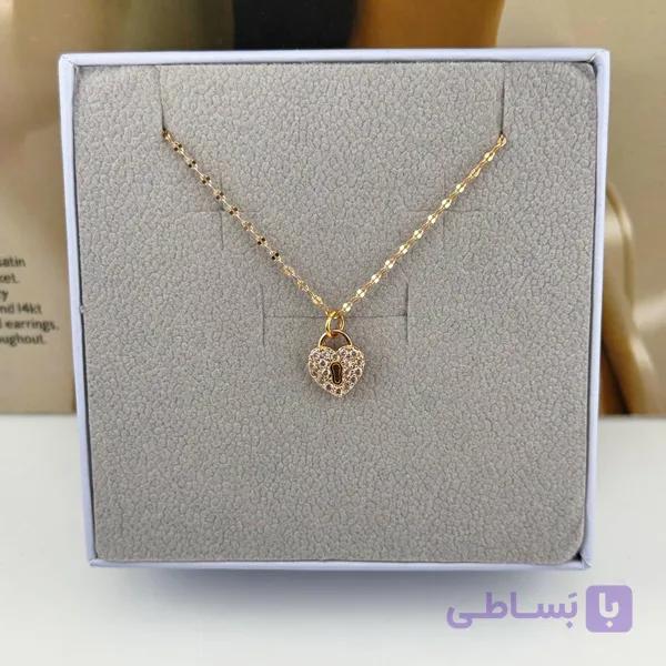 گردنبند زنانه ژوپینگ – مدل قلب قفل‌شده 💘🔑 — تصویر 1