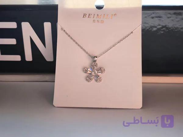 گردنبند گل نگینی ظریف کد 10484 — تصویر 1