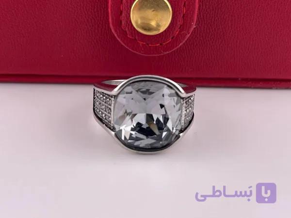 انگشتر مردانه نقره ای نگینی — تصویر 1