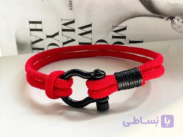 دستبند امگا قرمز طنابی کد 11100 — تصویر 1