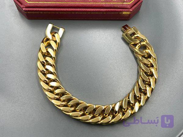 دستبند کارتیر طلایی ضخامت 15 میل — تصویر 1
