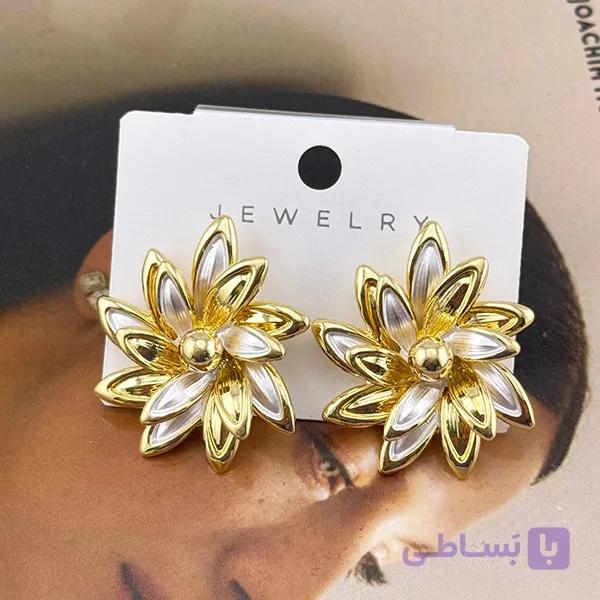 گوشواره گل طلایی گوی‌دار — تصویر 1