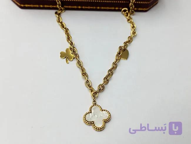 گردنبند ونکلیف سفید با آویز گل کد ga116 — تصویر 1