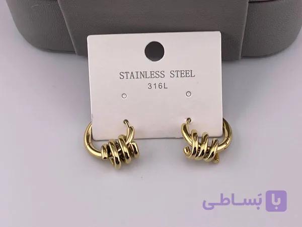 گوشواره طرح گره مینیمال طلایی — تصویر 1