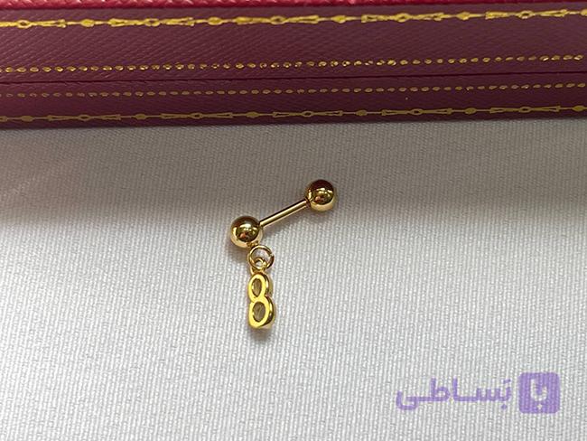 پیرسینگ گوش عدد 8 طلایی