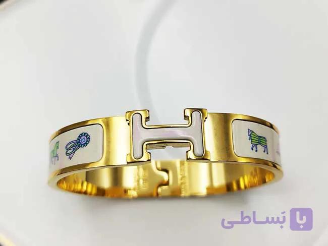 دستبند هرمس لیمیتد رنگ سفید نقش دار — تصویر 1