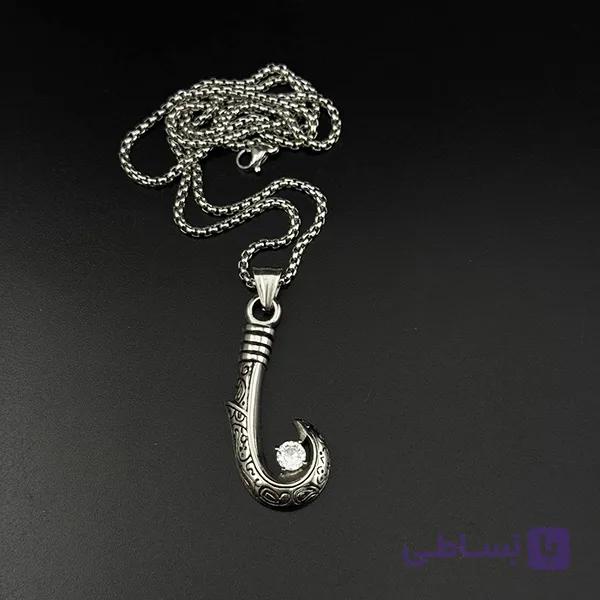 گردنبند وایکینگی قلاب ماهی نگینی کد 10541 — تصویر 1
