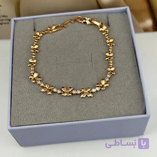 دستبند ژوپینگ با طراحی پروانه و نگین‌های کریستالی — تصویر 1
