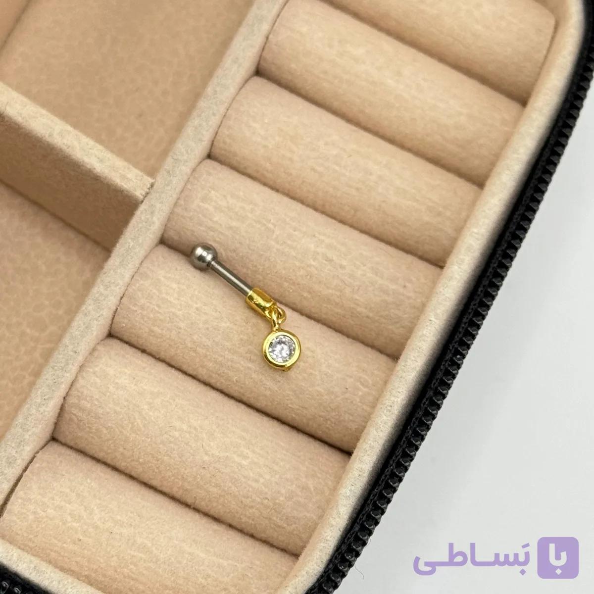 پیرسینگ گوش آویزدار نگین‌دار | مناسب لاله گوش — تصویر 1