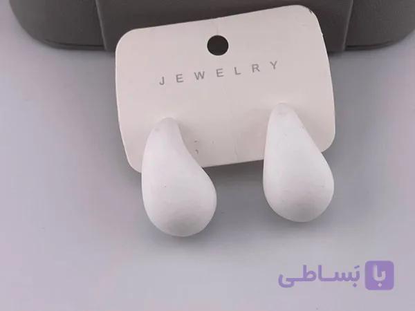 گوشواره سفید اشکی سیلیکونی — تصویر 1