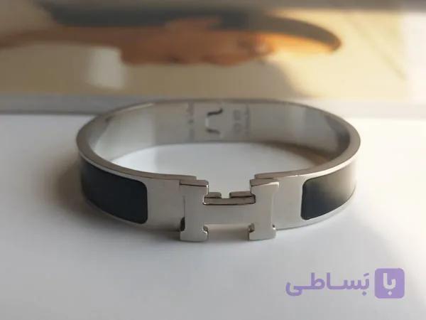 دستبند هرمس جدید نقره ای مشکی — تصویر 1