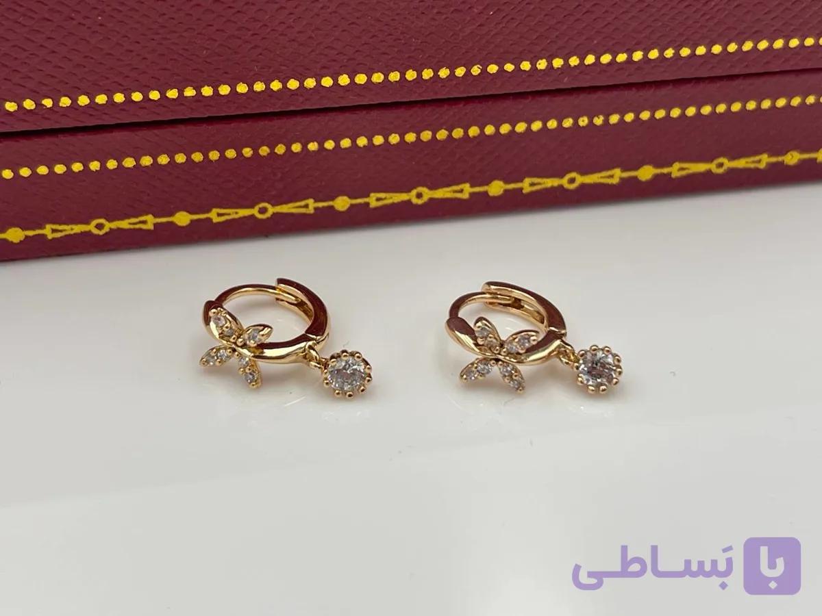 گوشواره طرح گل ژوپینگ پرنگین — تصویر 1